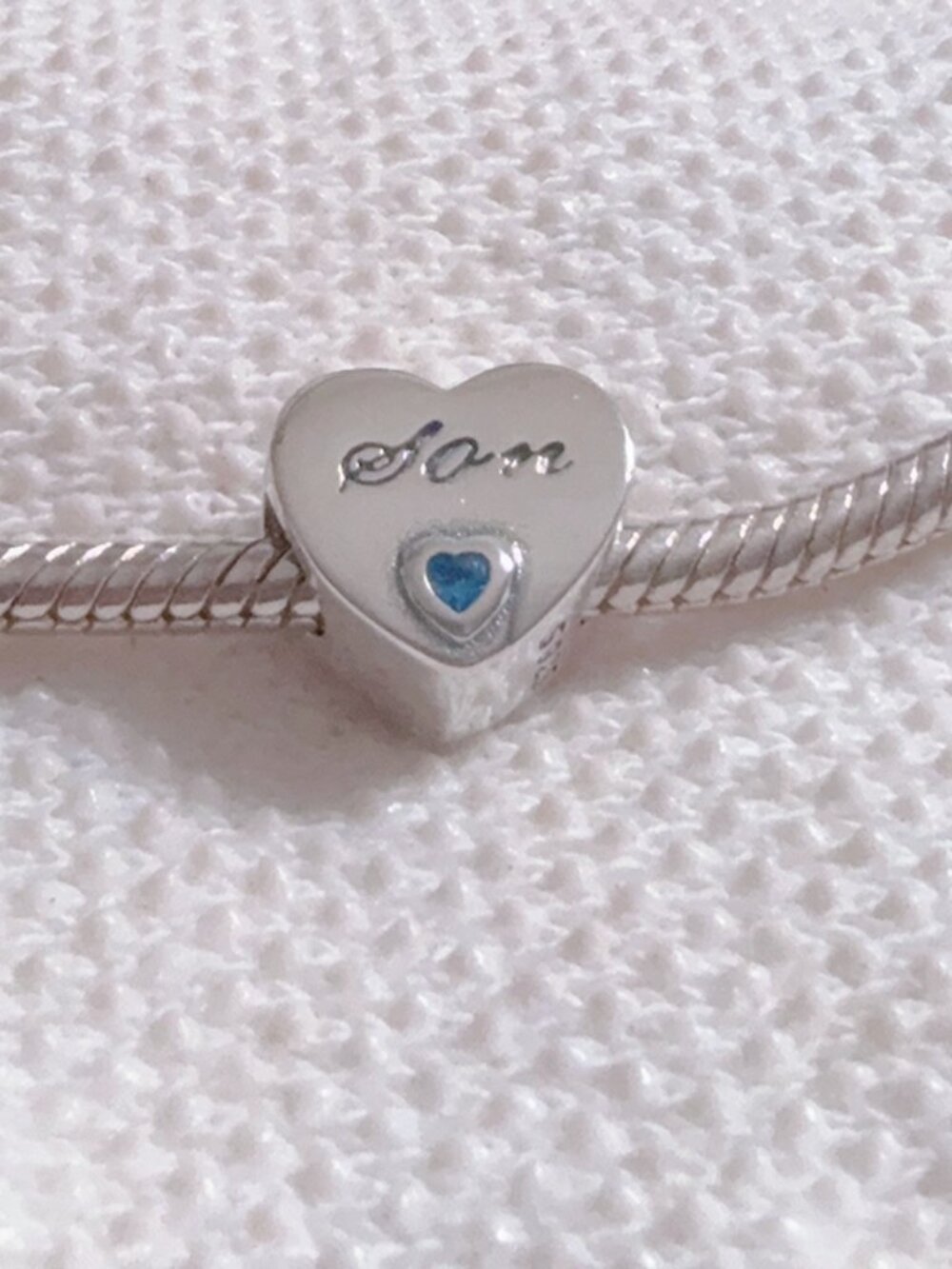 Son Heart Sterling Silver Charm For Pandora Bracelet - Picture 4 of 7